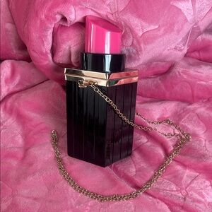 Chic Black and Pink Lipstick-Shaped Handbag
